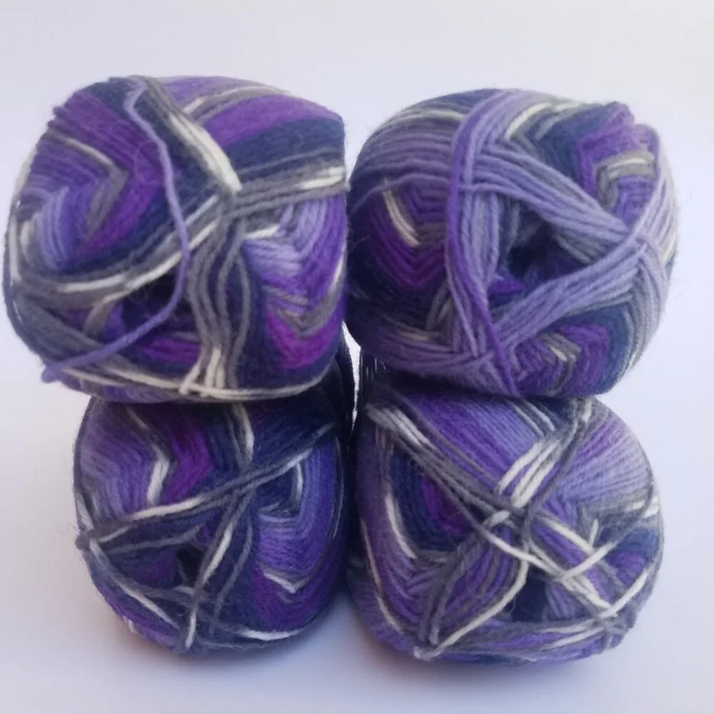 4-pack Ice Yarns Super Sock in Purple Shades Grey 4 skeins of yarn
